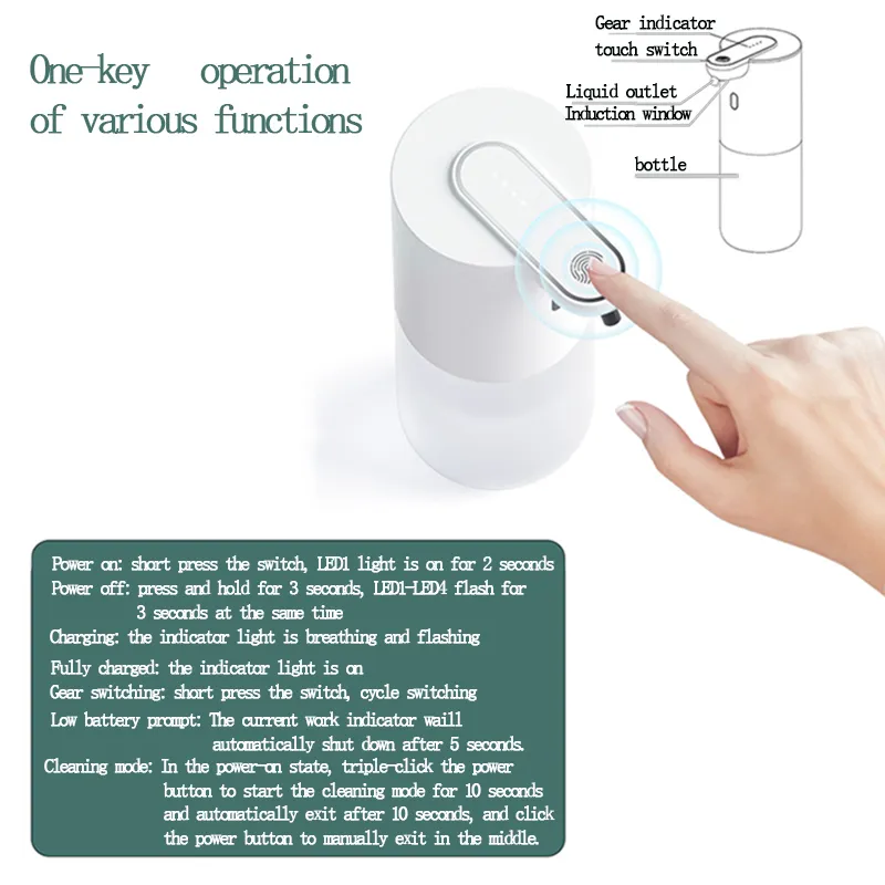 Dispensador automático de jabón montado en la pared Lavadora inteligente de baño con carga USB Material ABS blanco de alta calidad 220725