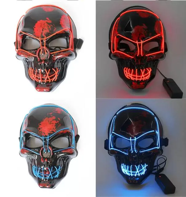 Halloween-Maske mit LED-Leuchten, gruselige Skelett-Schädel-Maske für Festival, Cosplay, Halloween-Kostüm, Maskerade, Partys, Karneval, 10 Farben, C0815
