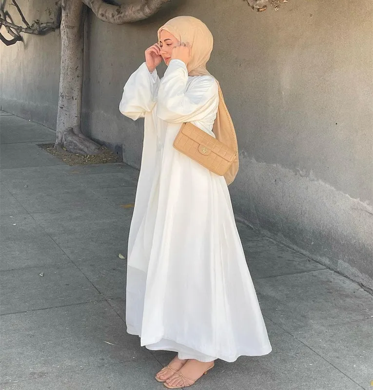 Ropa musulmana Mujer Ropa islámica Abaye Dubai Turquía Kaftan Marocain Malasia Bangladesh Cardigan batas Maxi vestido