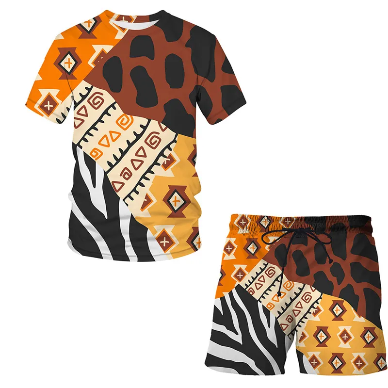 Elephant Summer 3D Imprimé T-shirt pour hommes Shorts Set Vêtements de sport pour hommes Survêtement O Cou À Manches Courtes Vêtements Pour Hommes Costume 220624