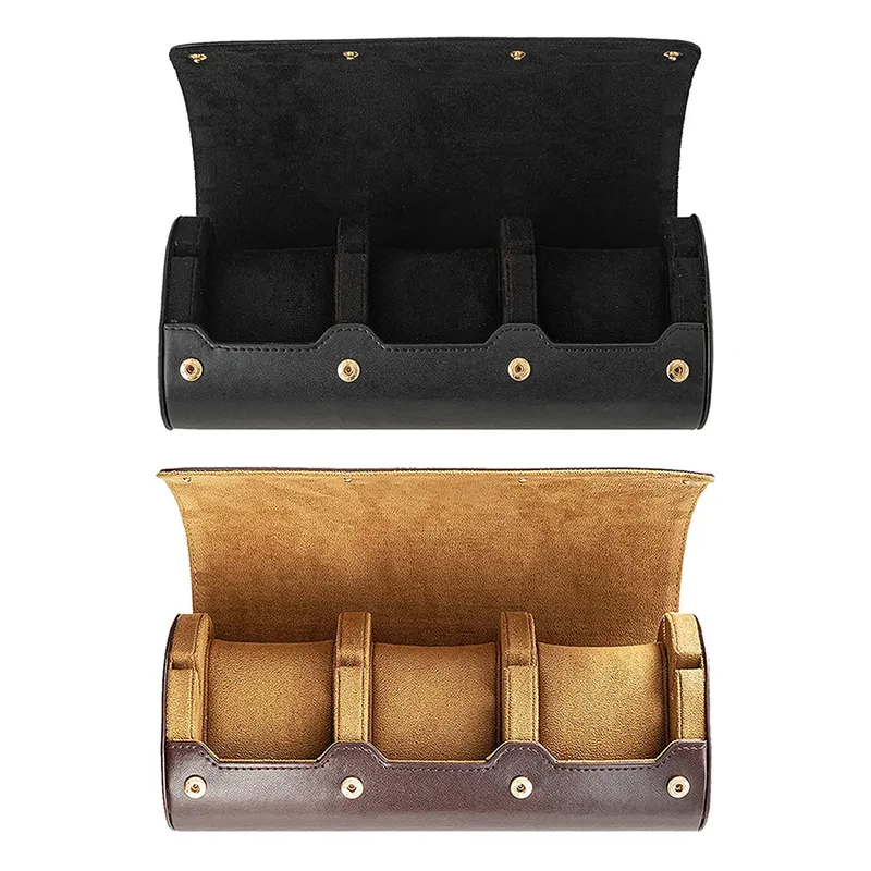Portable 3 Slots Travel Business Watch Storage Case Chic Leather Display Vine Watches Holder Box Organizer leather watch roll 2207195012848