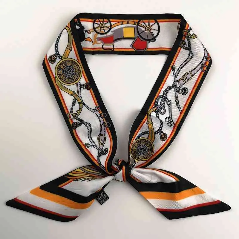 Дизайнерская шелковая головка для шарфы шарф HS Carriage Twill маленький шелк длинный шарф и узкая переплета