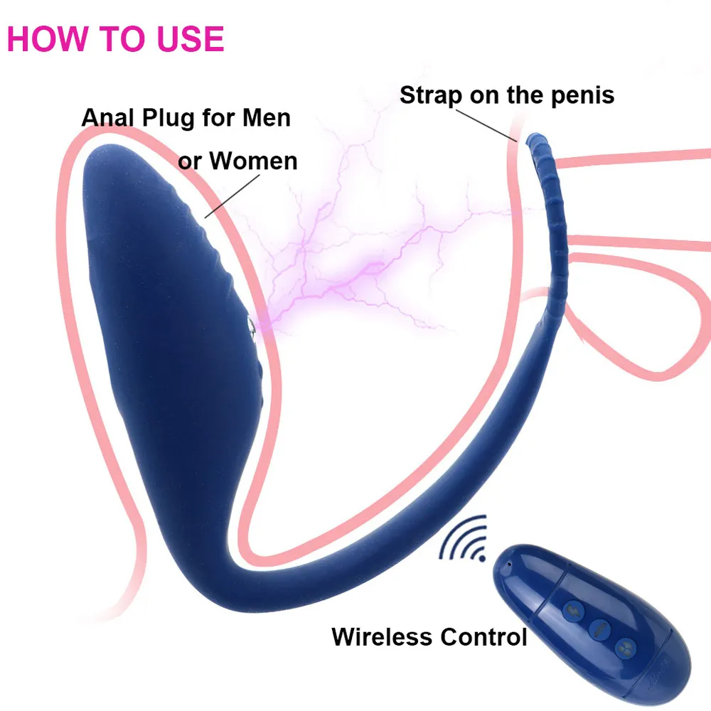 Telecomando senza fili Shock elettrico Massaggiatore della prostata Giocattoli sexy gay Plug anale Butt Vibratore con anello giocattolo uomo