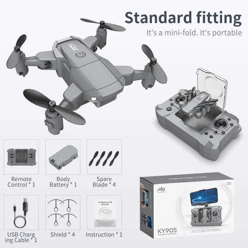 Smart Remote Control KY905 Mini drone con fotocamera 4K HD Droni Footcopter Quadcopter OneKey Return FPV Follow Me Rc Helicopter Quad1305710