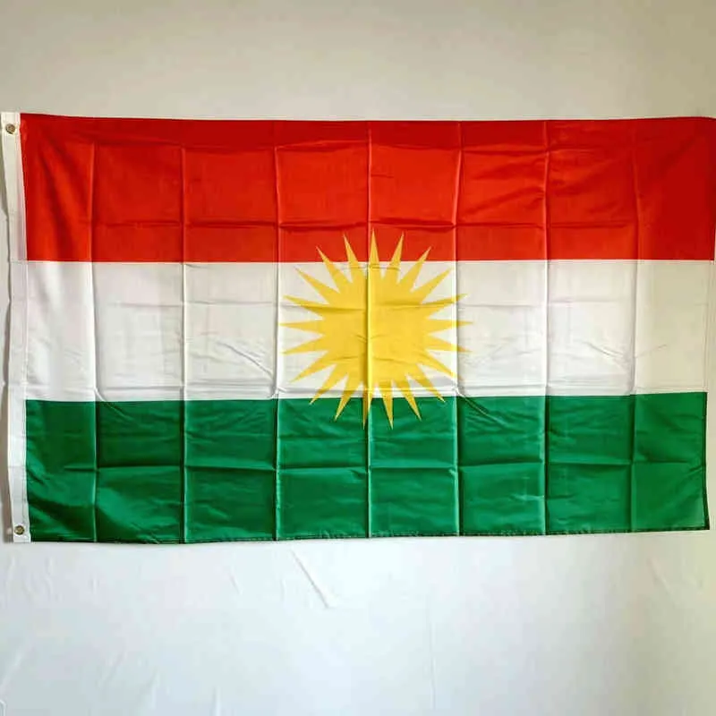 Курдский флаг Курдский Курдистан Висячий и Баннес Печатный домашний флаг для украшения L220621