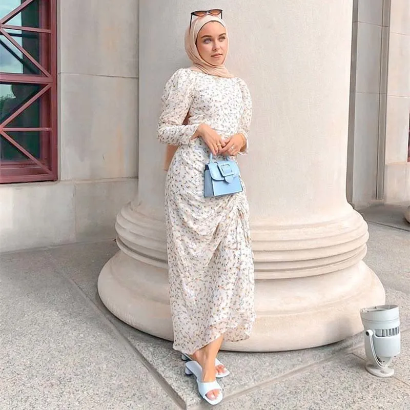 فستان الحجاب المسلمين المطبوع أباياس للنساء الفساتين التركية دبي أبيا الإسلام ملابس موسولمان دي ميزة ليرغوس 220714