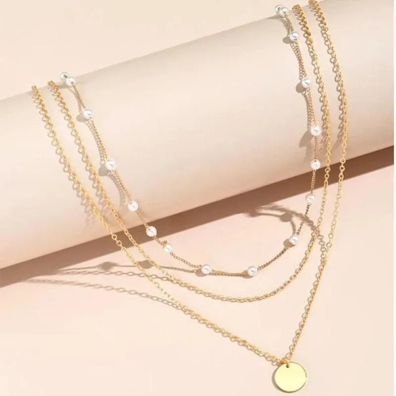 Pendant Necklaces Fashion Kpop Pearl Choker Necklace Cute Double Layer Chain For Women Jewelry Girl GiftPendant333l