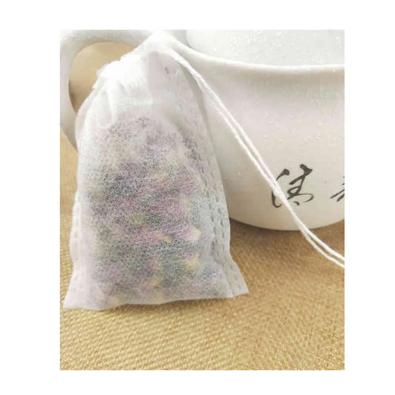 Teabags 5 x 7cmの空の香りのバッグ弦ヒールシールろ紙