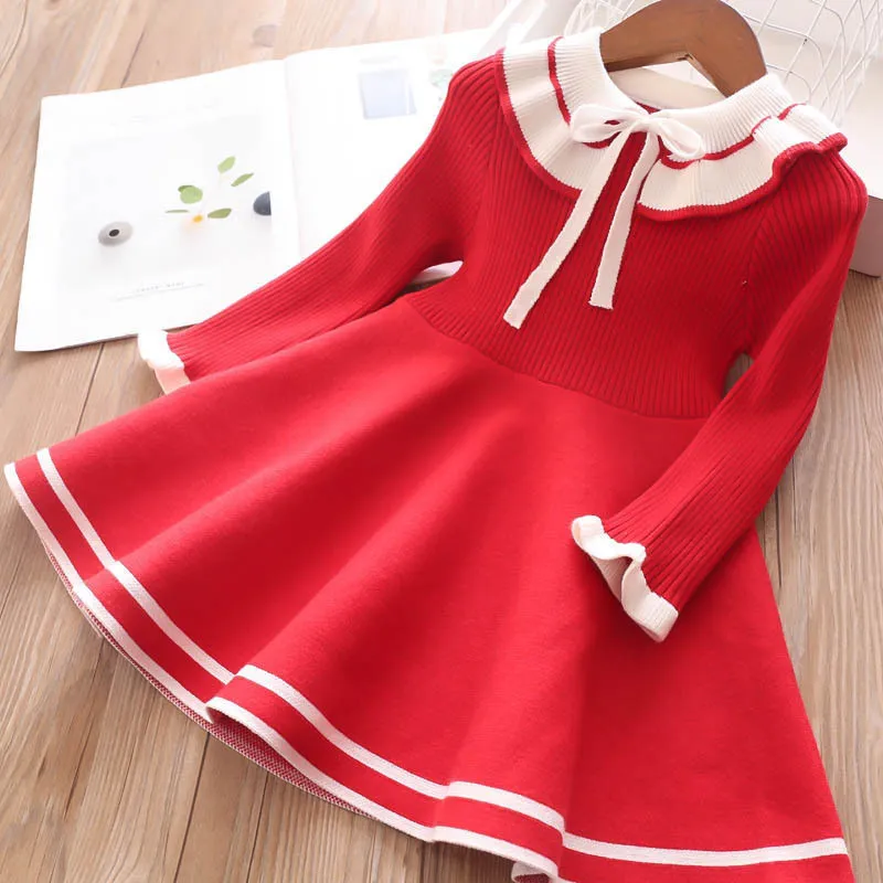 Autumn Winter Girls Dress For Girls 3-12 Years Kids Princess Party Sweater Knitted Dress Christmas Costume Baby Girl Clothes 220712