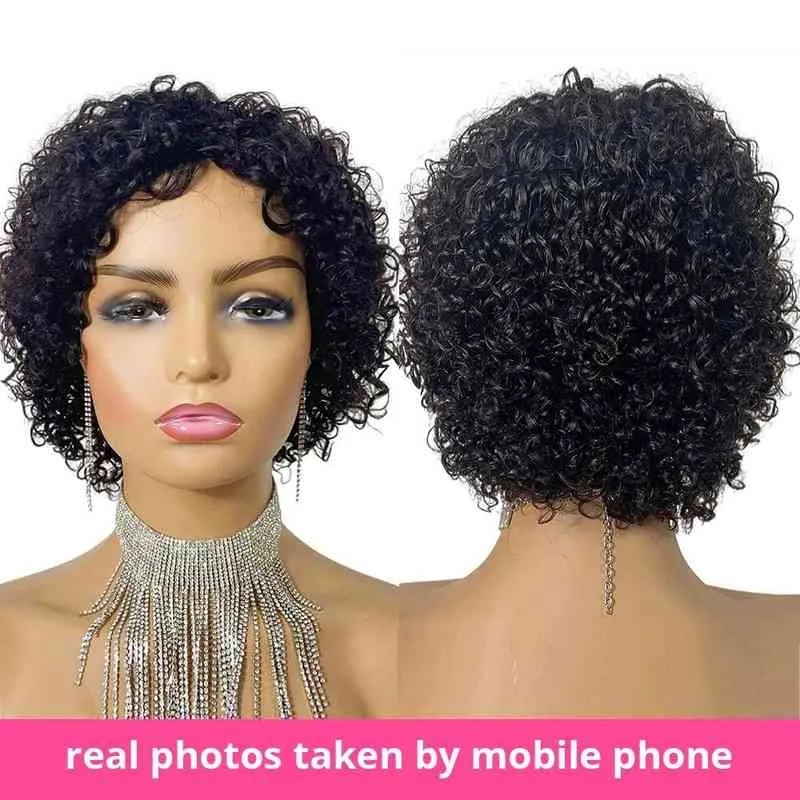 Perucas de cabelo nxy pixie corte curto cachear humano perucas de onda profunda peruca humana barata brasileira 220609