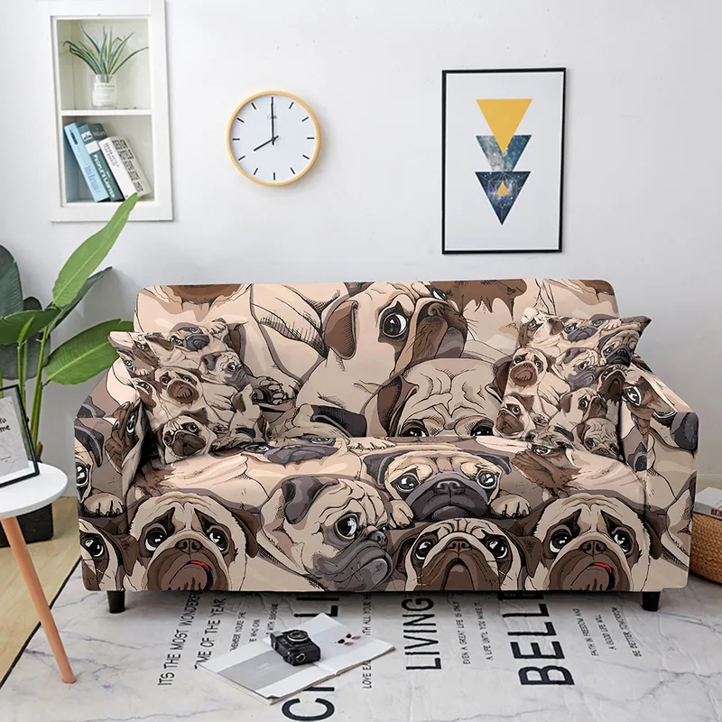 Elastisk soffa täckning av tecknad djurtryckt slipcover hörn för vardagsrum soffasoffor 220615