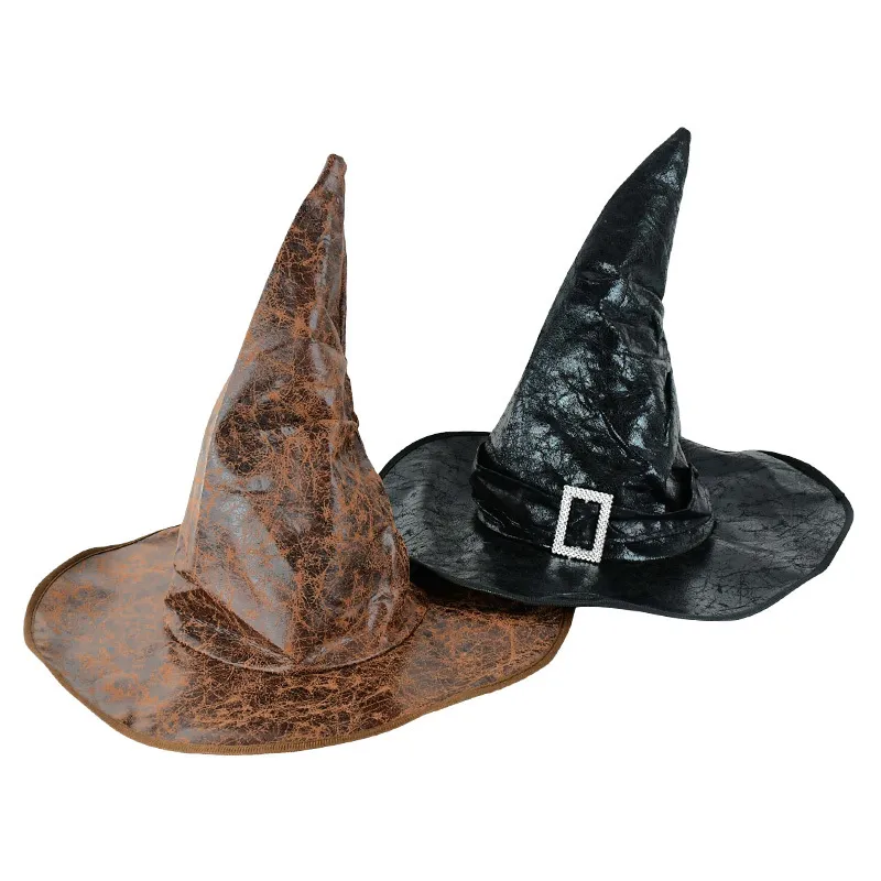 Halloween Witch Hat Wizard Cosplay Costume Accessories Leather Cap för Halloween Carnival Masquerade Party Decor Supplies 220815