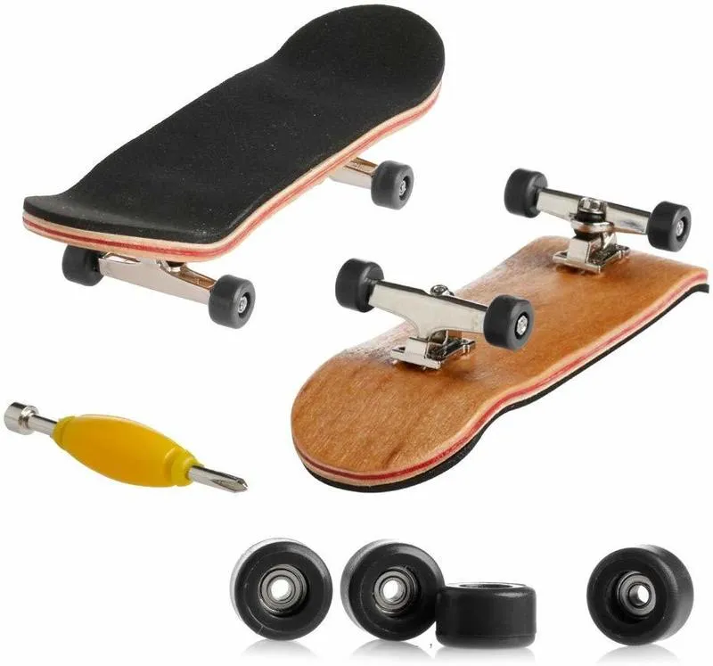 Wooden Fingerboard Professional SkateBoard Wood Basic boars With Bearings Wheel Foam Tape Set Skateboards 220608