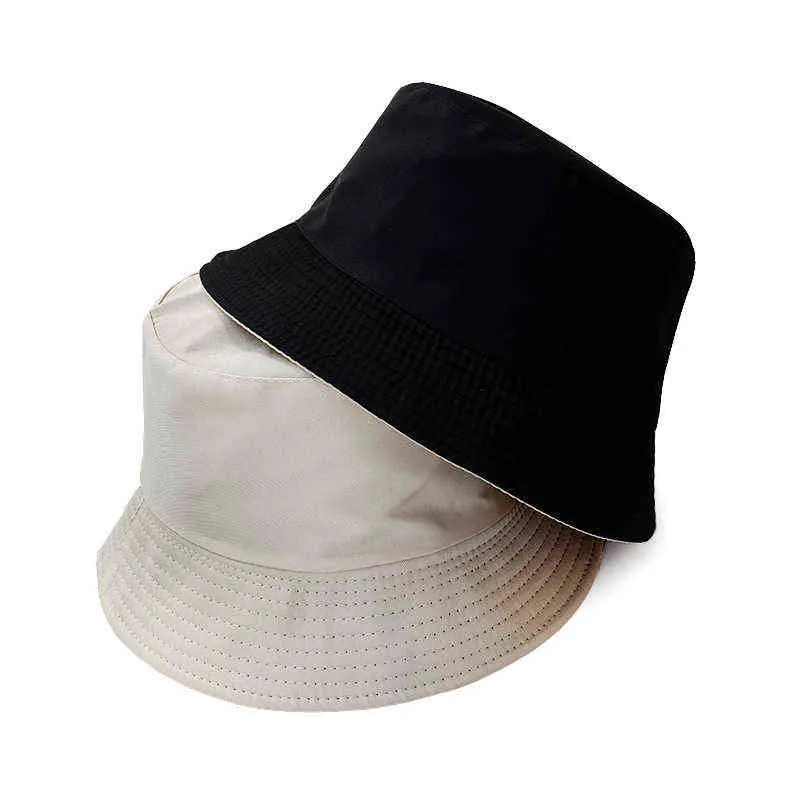Unisex hoed zwarte vaste kleur dubbelzijdige eenvoudige bob hiphop emmer bucket heren dames panama strand vissen zon cap