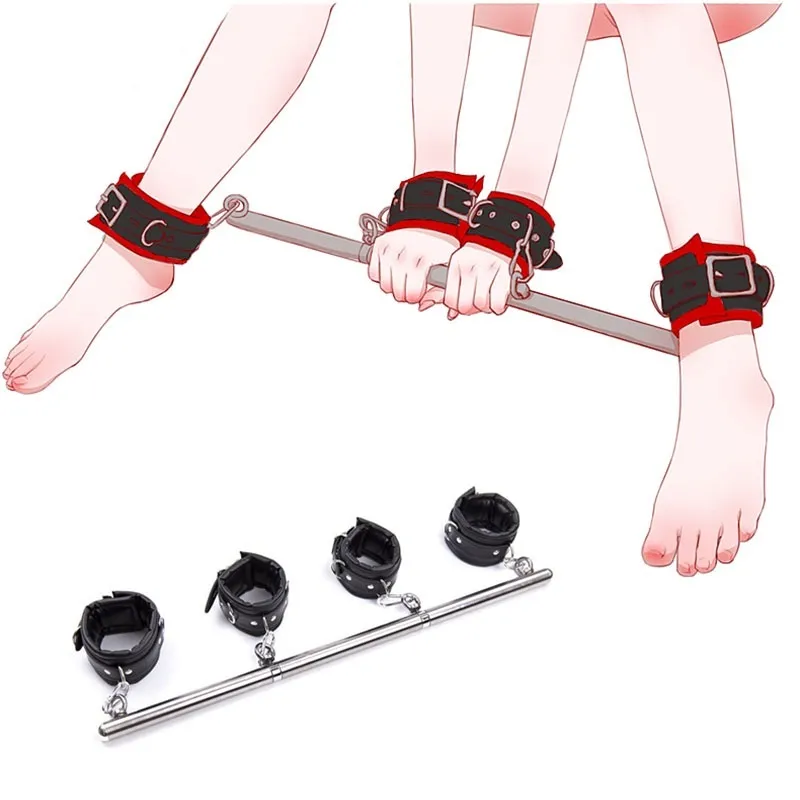 BDSM Removable Stainless Steel Spreader Bar Hand Cuffs Ankle Slave Cosplay Costumes Bondage Adults SM sexy Toys For Couples