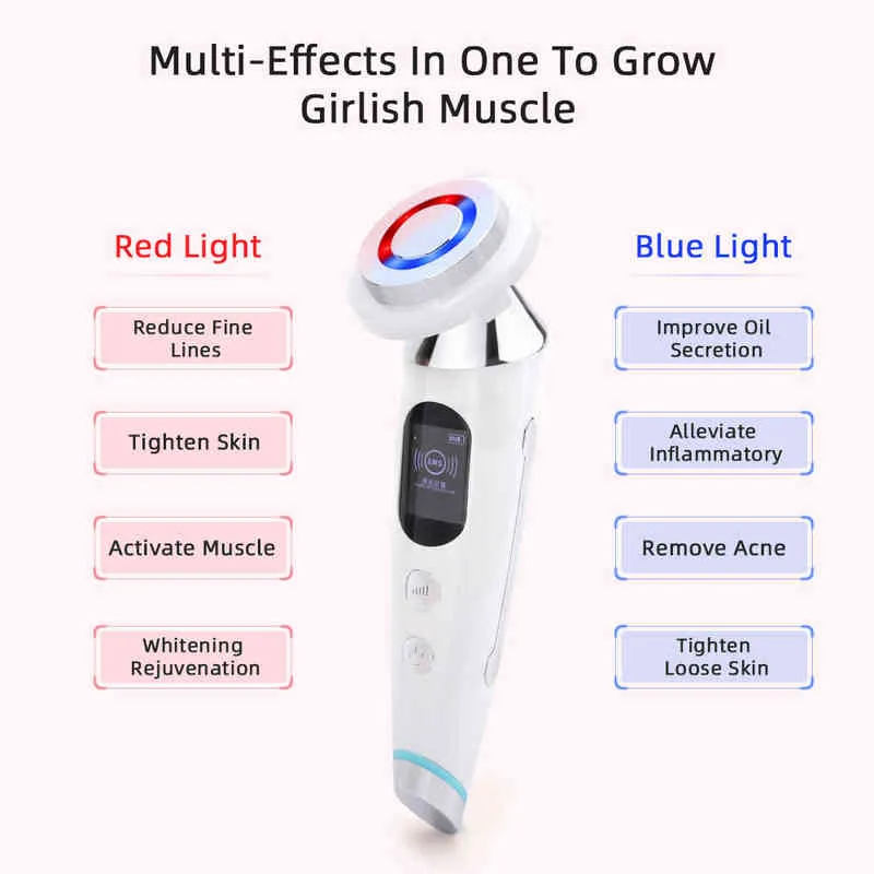 Wireless LED Facial Massager Photon Therapy Anti-Aging Skin Care Device voor rimpels Verjongingsverstakking Machine 220512