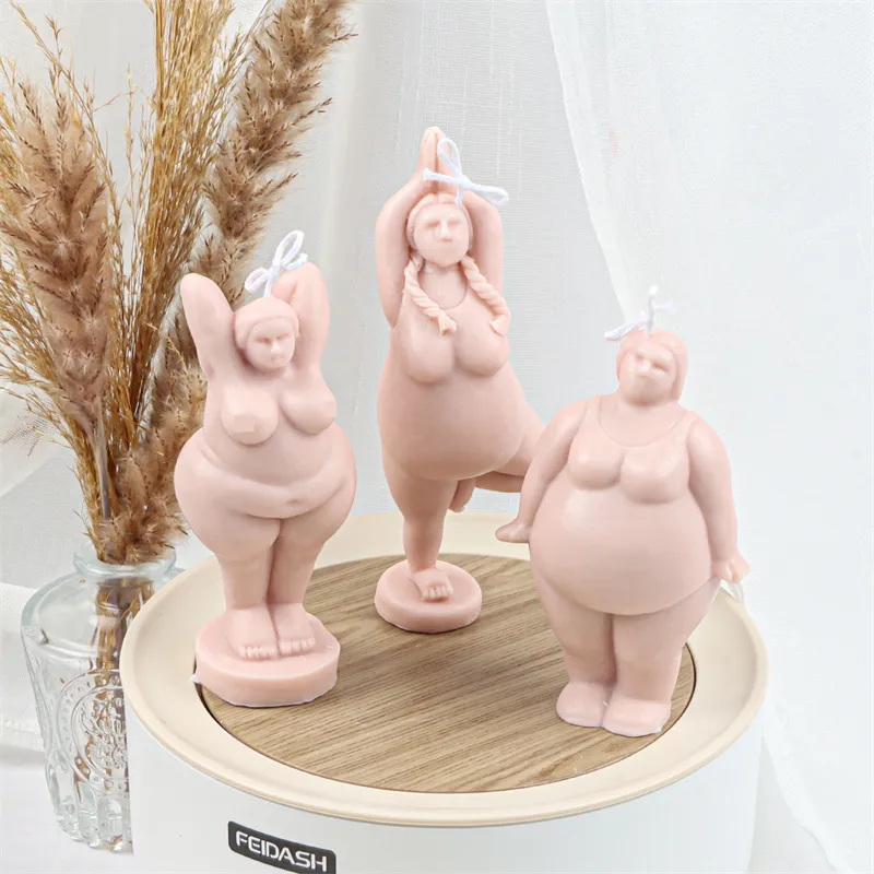 Stampo in silicone yoga Arte del corpo umano Decorazione la casa Modellatura Donna grassoccia perfetta Cera di soia Grande stampo candele la produzione di sapone 220611