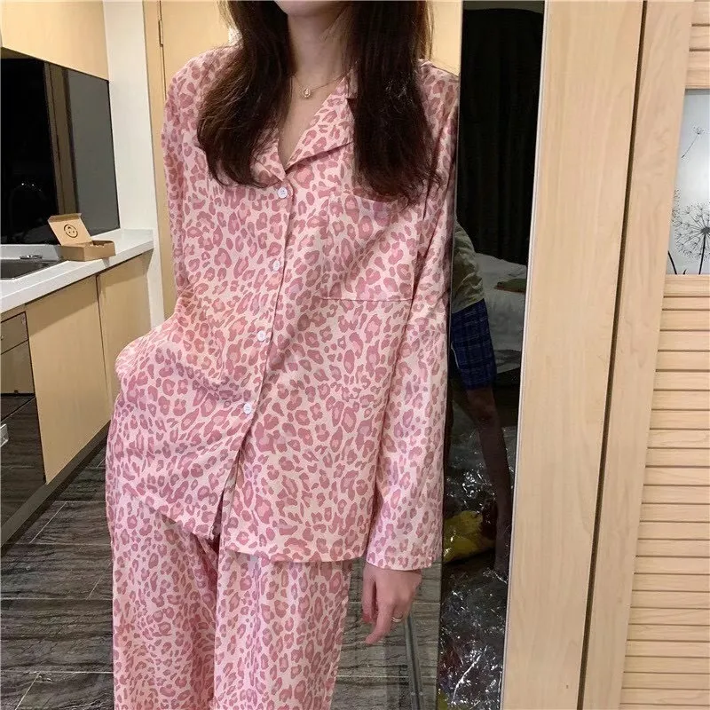 Women's Plaid Pajamas Set Turn-down Collar Sleepwear Full Sleeve Tops+Long Pants Suit Homewear Pyjamas Nightwear 220329