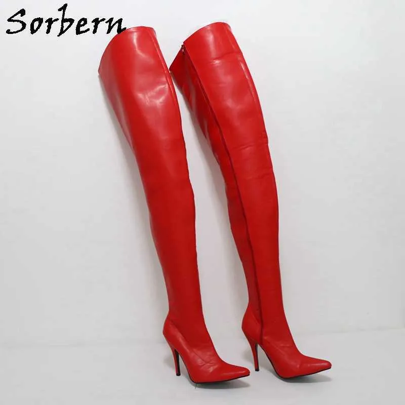 Sorbern Custom Crotch Udo High Boots Women Stilettos 12 cm Wysokie obcasowe Toe Gruby Twardy Wał żeński Boot do Drag Queen