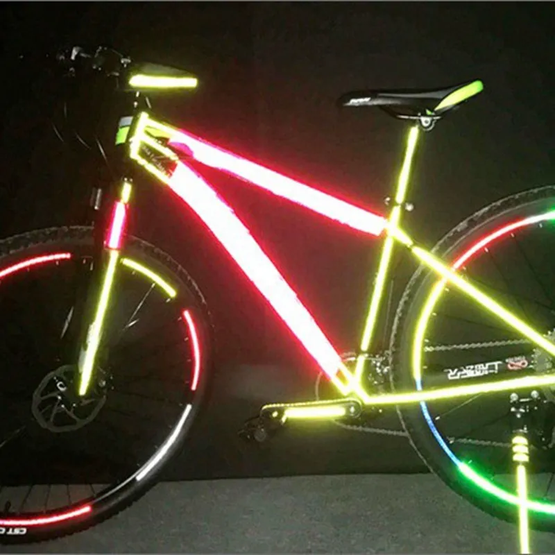 1 cm x 8 m Adesivi riflettenti bici Ciclismo Nastro riflettente fluorescente MTB Nastro adesivo bicicletta Accessori decorazioni di sicurezza