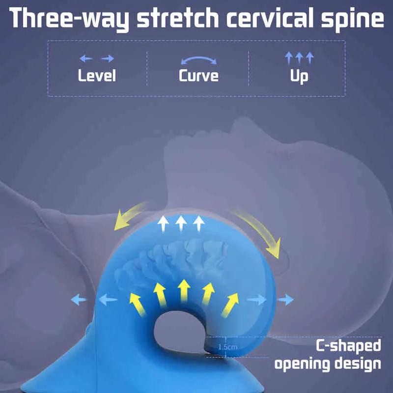 Nek schouder stretcher relaxer cervicale chiropractie tractie apparaat massagekussen voor pijnverlichting cervicale wervelkolom uitlijning 220507