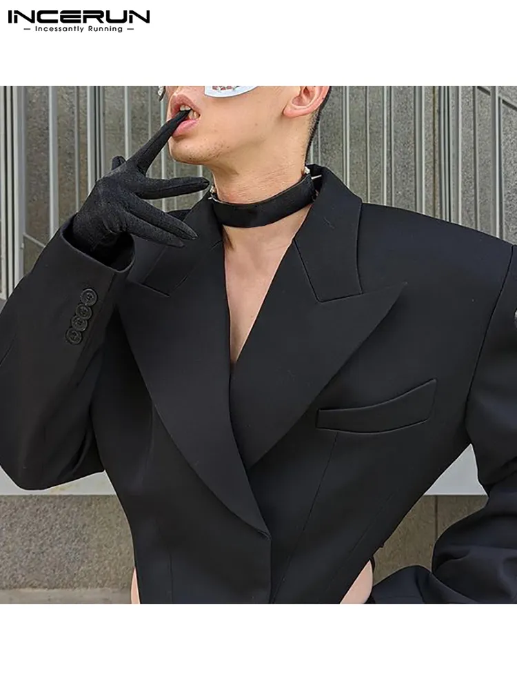 Mannen blazer bodysuits massieve revers lange mouw streetwear hollow out backless pakken sexy casual kleding Incerun s 5xl 7 220822