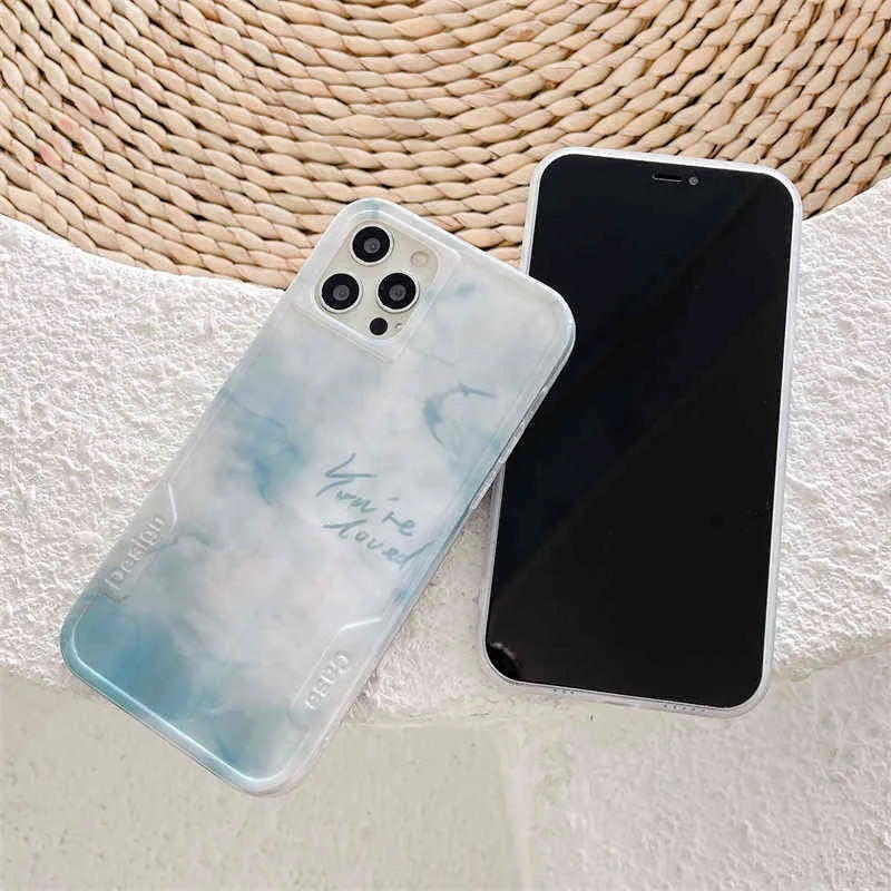 Moda arte ins nuvens azuis e brancas gradiente caso de telefone para iphone 13 12 11 pro xs max x xr 8 7 plus caso personalidade aa22033622259