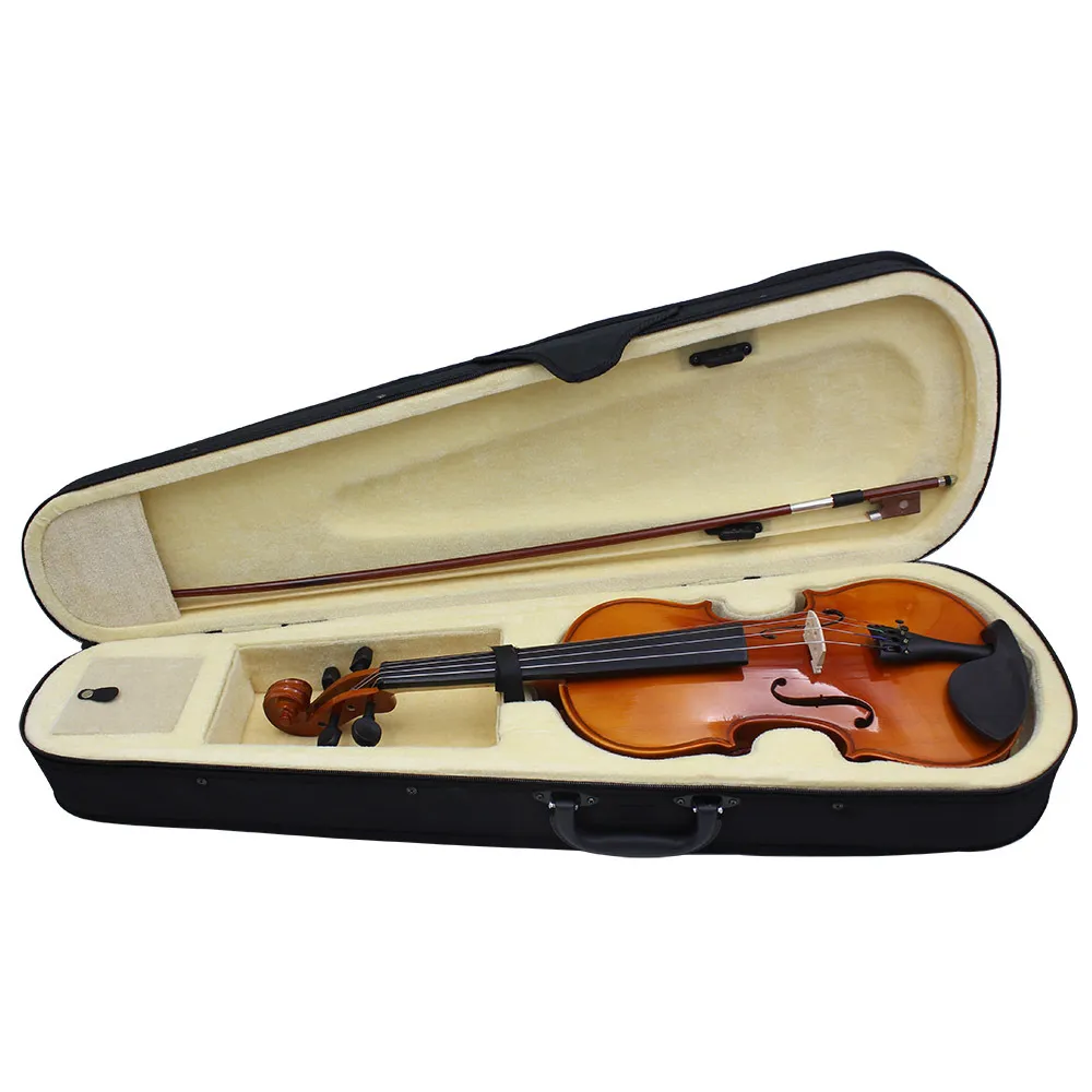 Master Natural Color Bright Violin Tiger Texture Solid Wood Violin Musical Instrument with Packaging Accessories