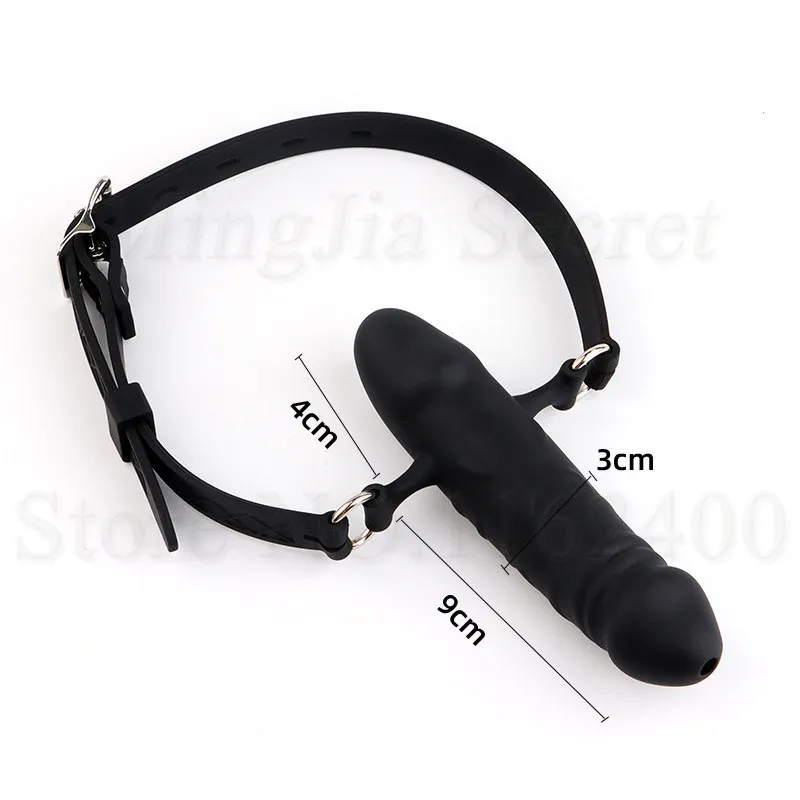 Silicone DoubleEnded Creux Bouche Ouverte Gag Gode Harnais Oral Sangle Sur Pénis Plug BDSM Bondage Érotique sexy Jouets pour Couples7375372