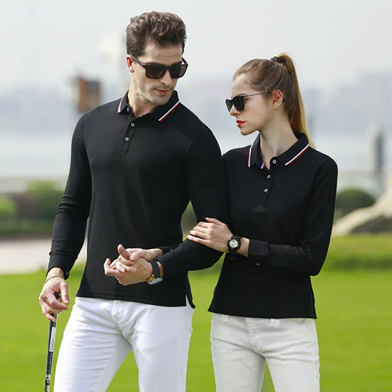 Impression personnalisée Image Design Polo T-shirt pour hommes femmes à manches longues coton Tops automne unisexe affaires loisirs Poloshirt 220608