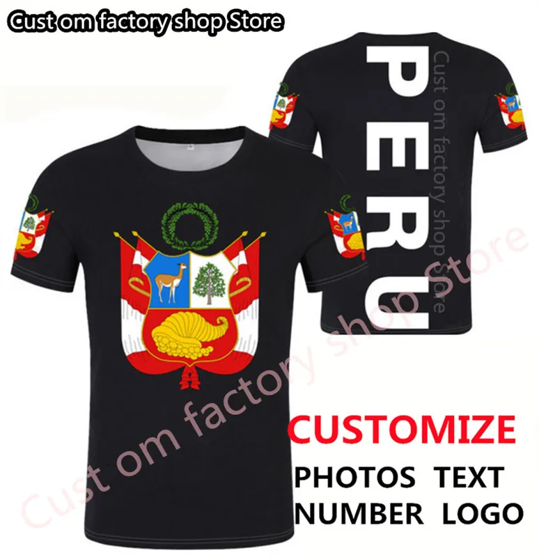 ペルーTシャツDIY無料カスタム名Tシャツ国家旗PE共和国ペルースペインのカントリーカレッジテキストPO衣服2206​​09