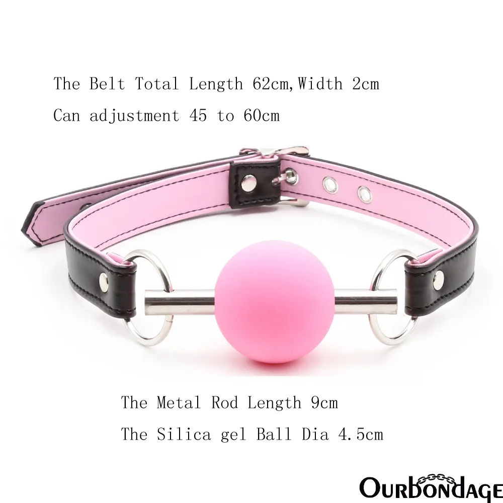 Ourbondage PU Leather Ball Gag With Stick Open Mouth Muzzle Strap BDSM Bondage For Men and Women sexy Toys