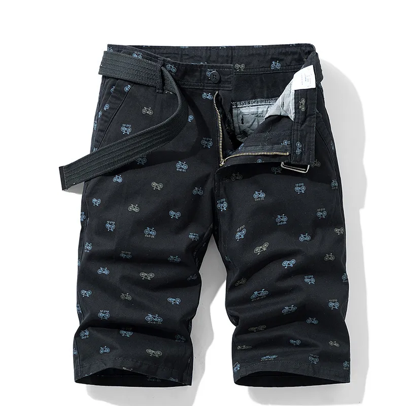 Mannen Effen Kleur Fietsen Afdrukken Patroon Shorts Cargo Cotton Comfortabele Casual Bermuda Overalls 220318