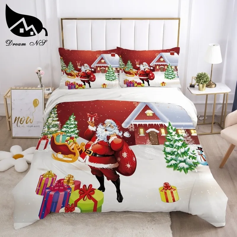 Dream NS Red Christmas Bedding Set Queen Bedding Home Home Settiles Set bedclothes Santa Davet Cover Set Juego de Cama 220423