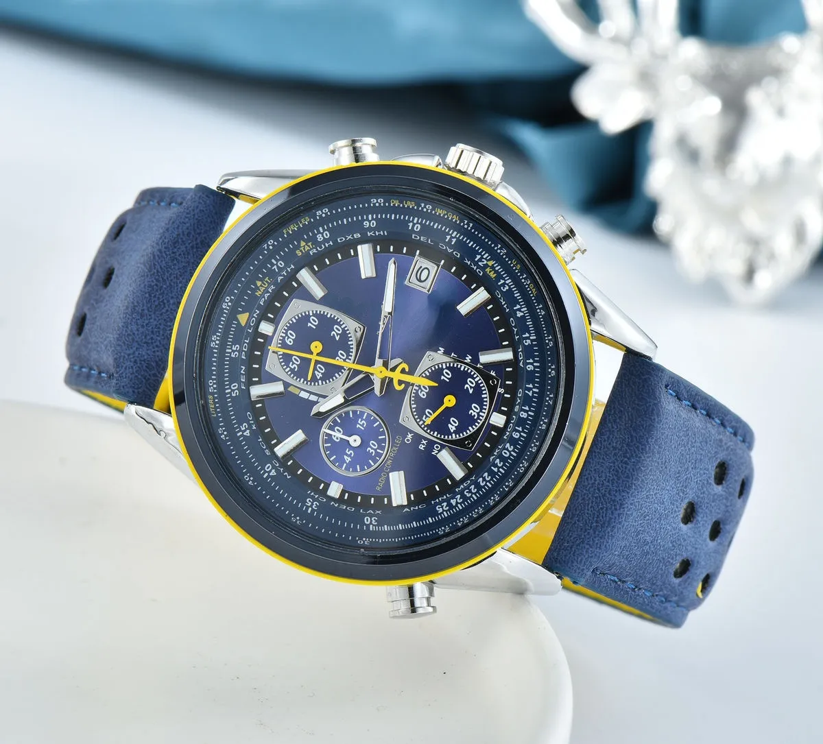 22023 MARKA MARKA ZEGAR MĘŻCZYZN KOBIET STAL STRAP KWARTZ Pełna funkcja Sport Sport Second Blue Angel Watch