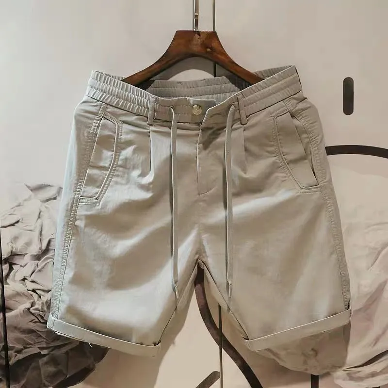 Weiße Shorts Männer Sommer Casual Shorts Elastische Taille Leichte Atem Kühlen Bermudas Männlich Streetwear Koreanische Mode Shorts