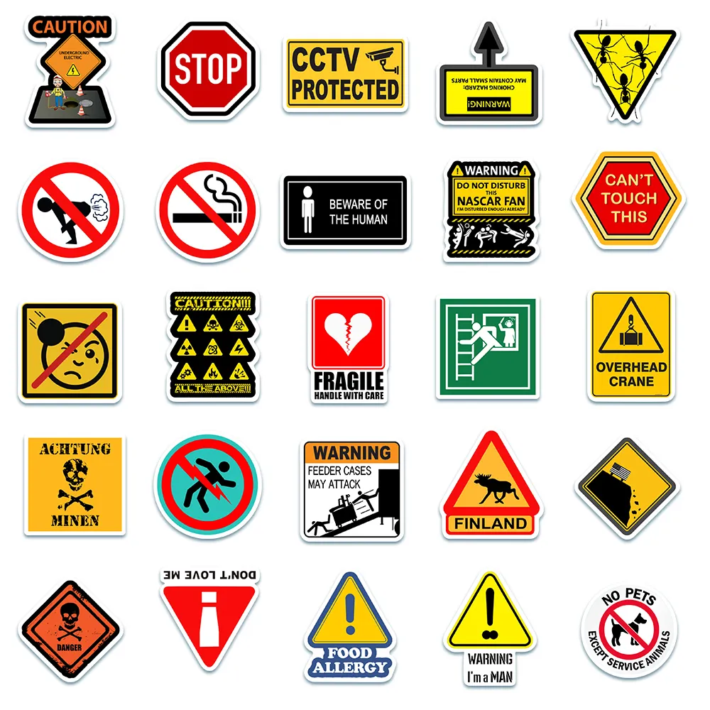 Autocollant imperméable AVERTISSEMENT COOL Stickers Signes Signes Rappel DANGER Panneaux Signes Rappel Rappel Vinyl Decal Autocollant de décalque pour ordinateur portable Stickers de voiture