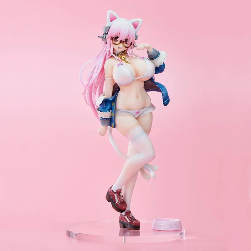 27cm Nitro Super Sonic Super Sonico Gato Branco Ver Anime Figura Super Sonico Action Figure Nitroplus Coleção Modelo Boneca Brinquedos 220702