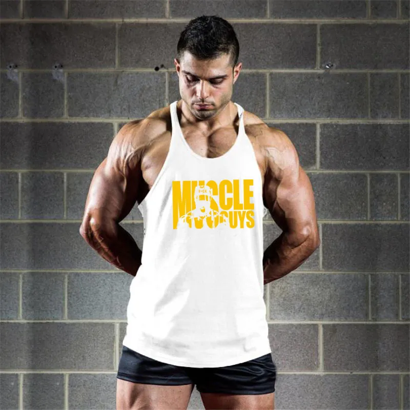 Muscleguys Palestre in cotone Canotte Canotte da uomo senza maniche Canotte ragazzi Bodybuilding Abbigliamento Canottiera Fitness Stringer Vest 220621