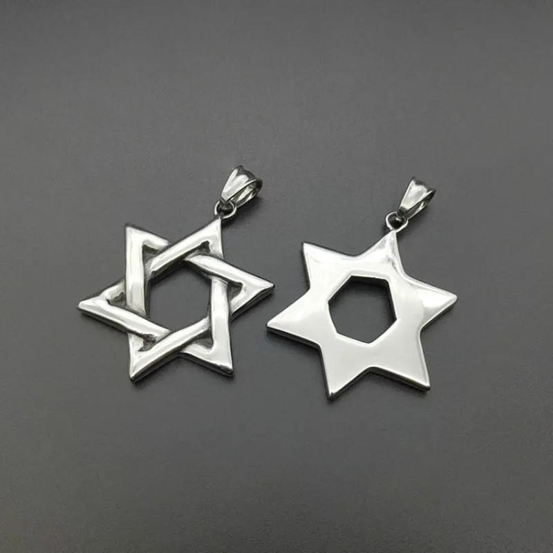Collares colgantes Estrella de David Israel Collar de cadena Mujeres Acero inoxidable Judaica Plata Color Judío Hombres Joyería Colgante 286m