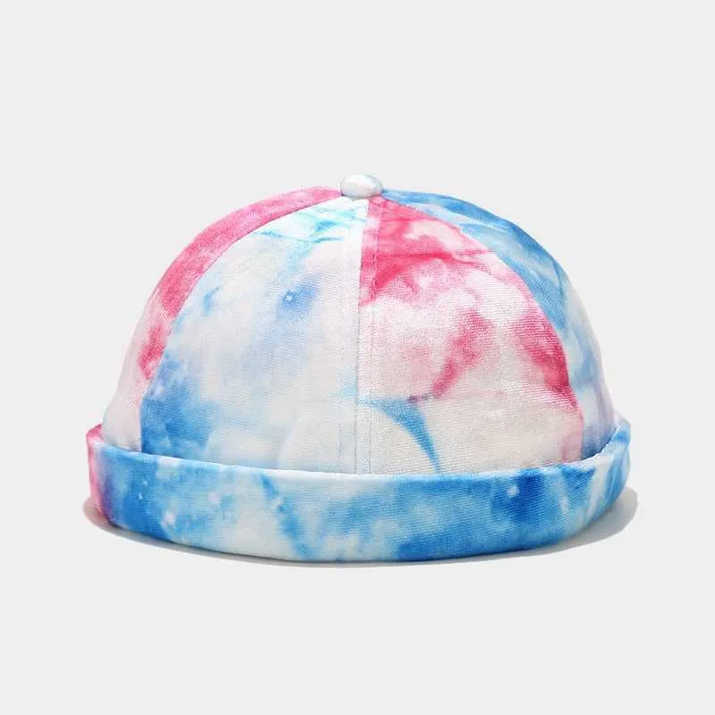 Tie Dye Verstelbare Outdoor Geen Vizier Meloen Cap Hiphop Lente Zomer Brimless Fashion Nieuwe Unisex Skull Cap Heren Muts