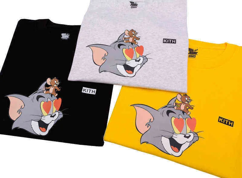 Kith Tom i Jerry Cartoon Printing T-shirt krótkie rękawy luźne koszulka dla mężczyzny kobiety para odzieży 07 T SHIRTS MEN