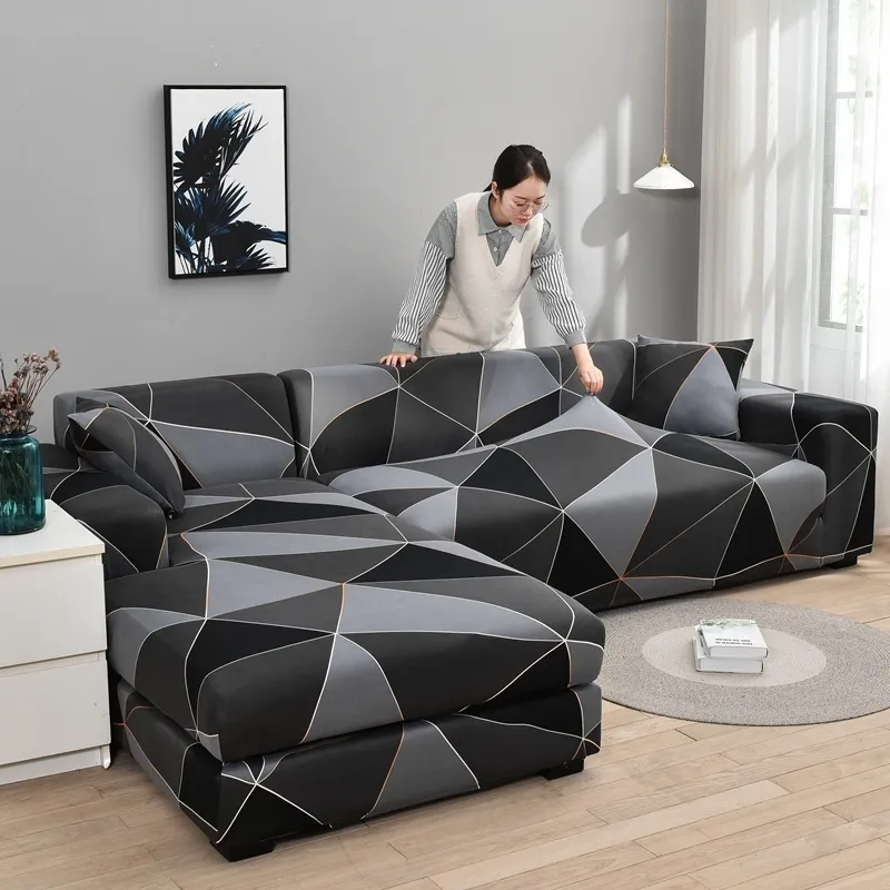 Housse de canapé en spandex pour salon section de canapé slip stretch fauteuil en forme de L matériau élastique 220615