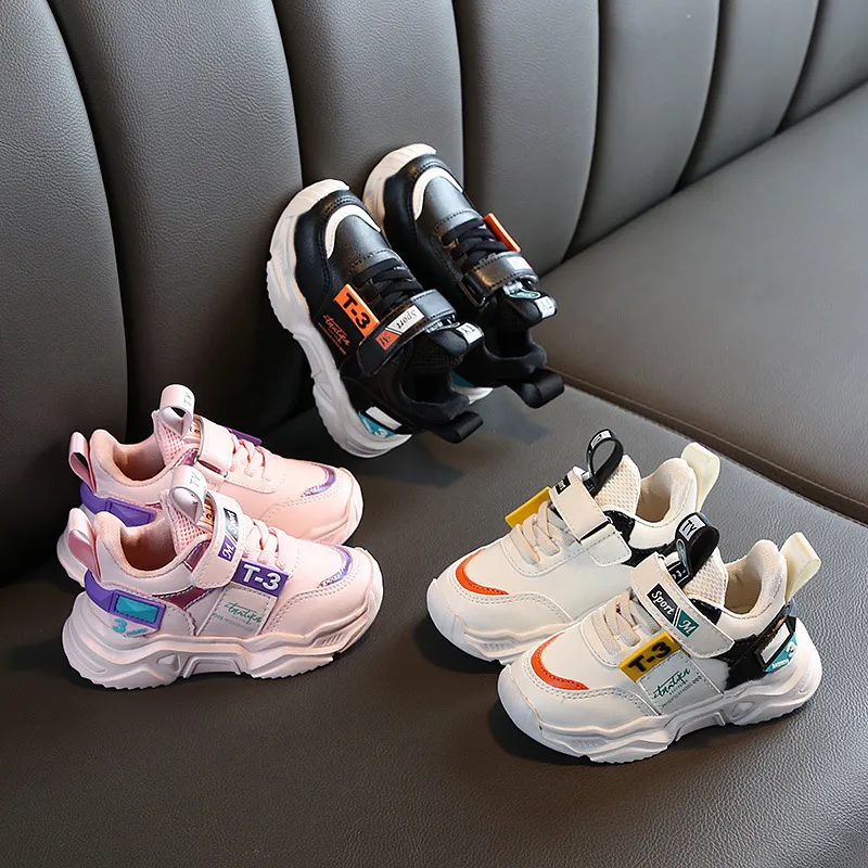 Sztuczna skóra Wygodna moda butów dla niemowląt buty jesienne zimowe chłopcy i dziewczęta sportowe sneakers buty do dziecka 220805