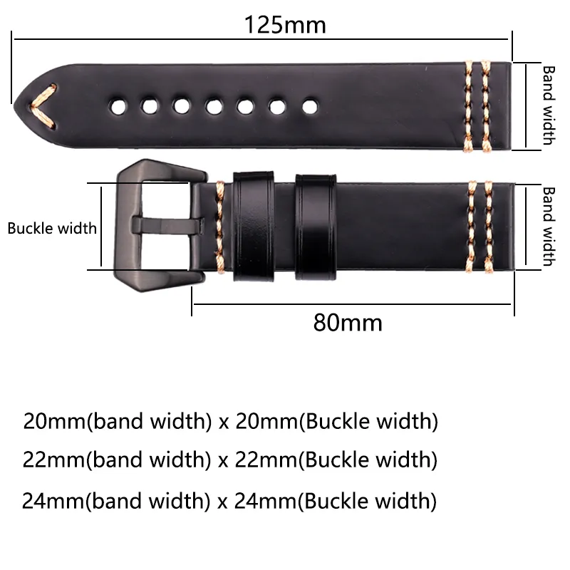 Uhrenarmbänder Echtes Leder Uhrenarmband 20mm 22mm 24mm Schwarz Braun Blau Gelb Damen Herren Rindsleder Armband Zubehör 220507