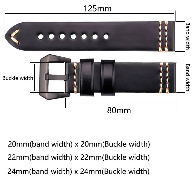 Watchbands Genuine Leather Watch Band Strap 20mm 22mm 24mm Black Brown Blue Yellow Women Men Cowhide Bracelet Accessories 220507