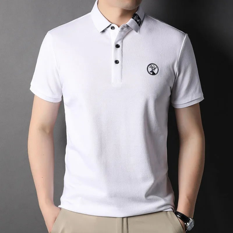 High End 100 ٪ Cotton Polo Shirt Men Shirt Sleeve Mern Deer Deer Head Typroidery T-Shirt Summer Loose Disual Fashion Top 220524