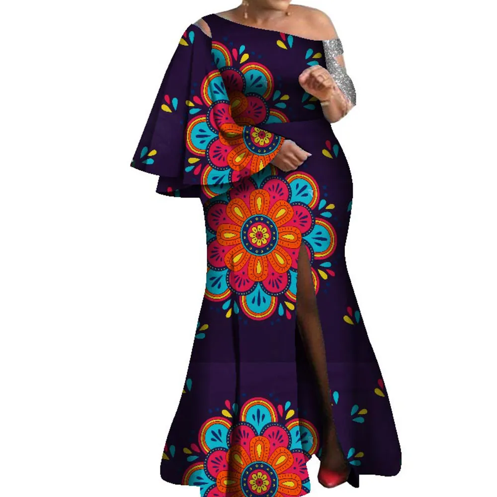 BintaRealWax African Dresses for Women Flared Sleeves Long Maxi Dress Dashiki Plus size 7XL African Women Dresses WY8237