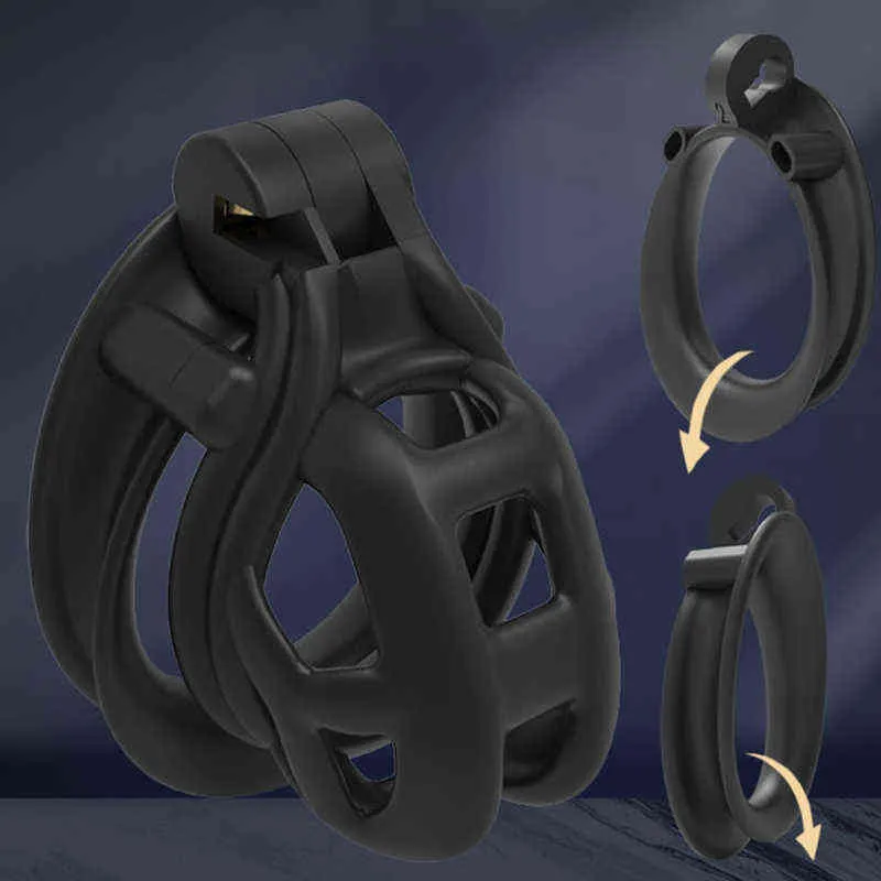 Nxy Cockring con 4 anelli Giocattoli sexy uomo Bdsm Cock Short Chastity Cage Masturbatori maschili Accessori esotici traspiranti Negozio di sesso adulti 220505