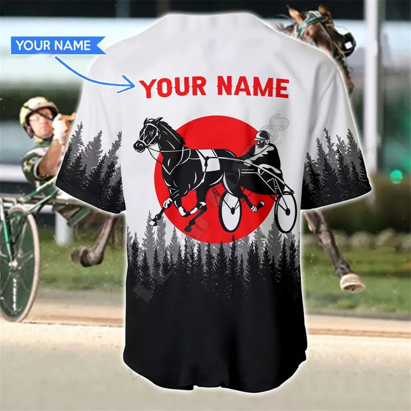 Harness Racing Nombre personalizado Camiseta de béisbol Jersey s 3D Impreso Hombres s hip hop Tops 220706